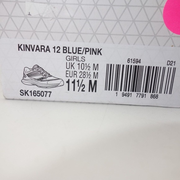 NEW Saucony Kinvara 12 Sneakers Lace Up Running Shoes Blue Pink Girl's 11.5 - Picture 12 of 12
